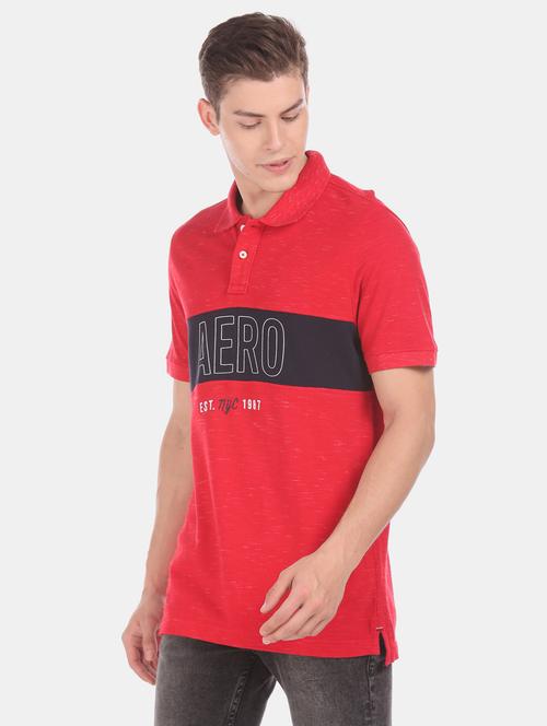 red color block polo t-shirt  - 17625702 - Very Small Image - 1