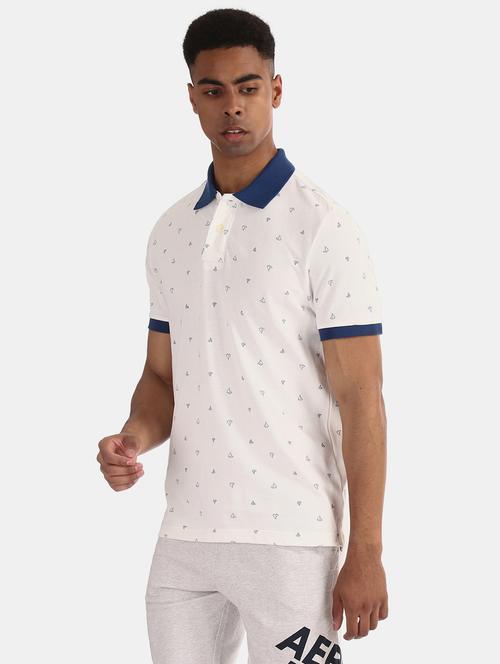 white printed polo t-shirt  - 17625759 - Very Small Image - 1