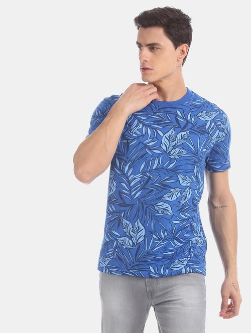 blue tropical print t-shirt  - 17626148 - Very Small Image - 1