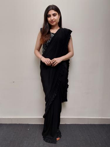 designer ruffle saree with blouse  - 17626695 - Very Small Image - 1