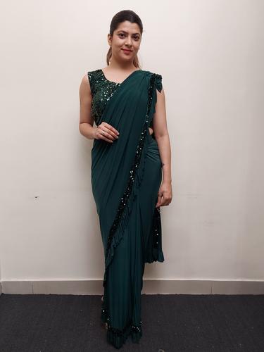 designer ruffle saree with blouse  - 17626702 - Very Small Image - 1
