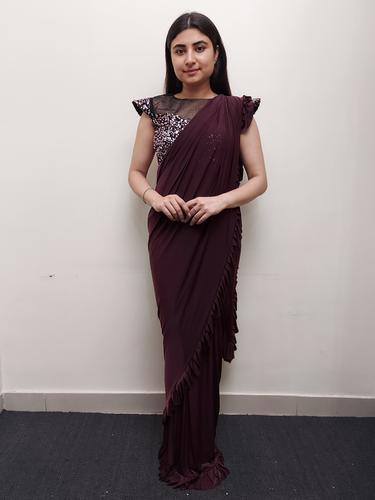 designer ruffle saree with blouse  - 17626723 - Very Small Image - 1