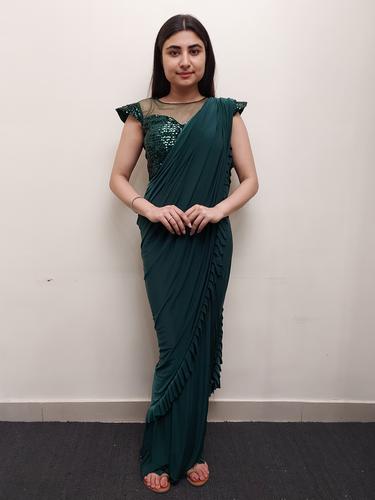 designer ruffle saree with blouse  - 17626724 - Very Small Image - 1