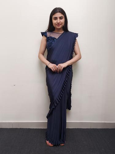 designer ruffle saree with blouse  - 17626725 - Very Small Image - 1