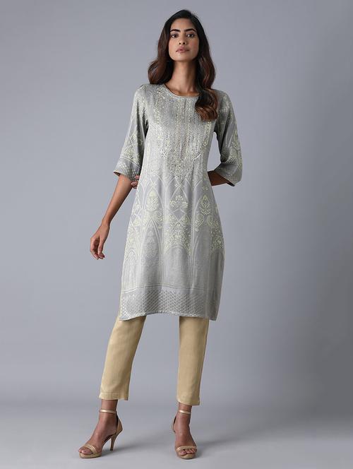 women's straight kurta - 17627067 - Very Small Image - 1