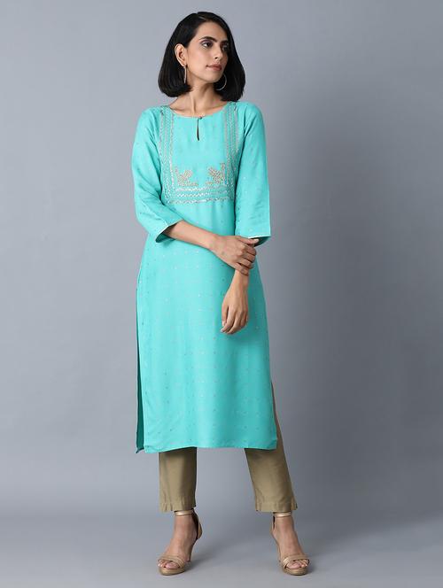 women's straight kurta - 17627080 - Very Small Image - 1