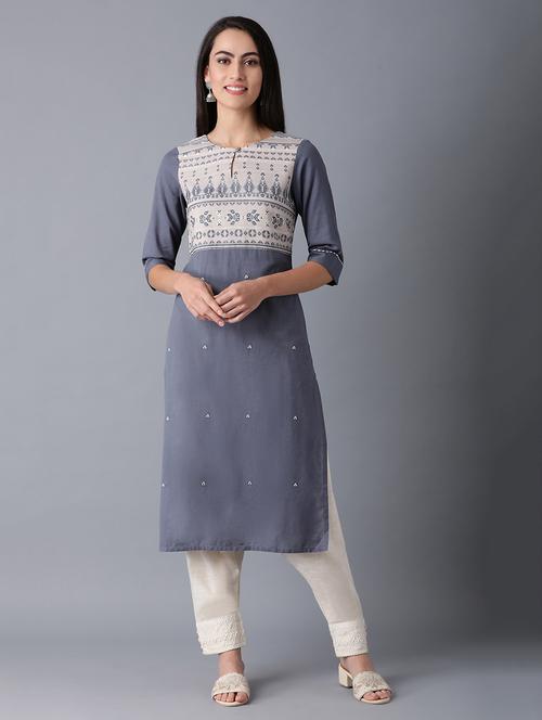 women's straight kurta - 17627181 - Very Small Image - 1