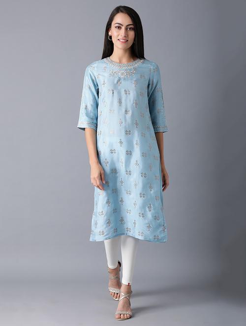 women's straight kurta - 17627198 - Very Small Image - 1