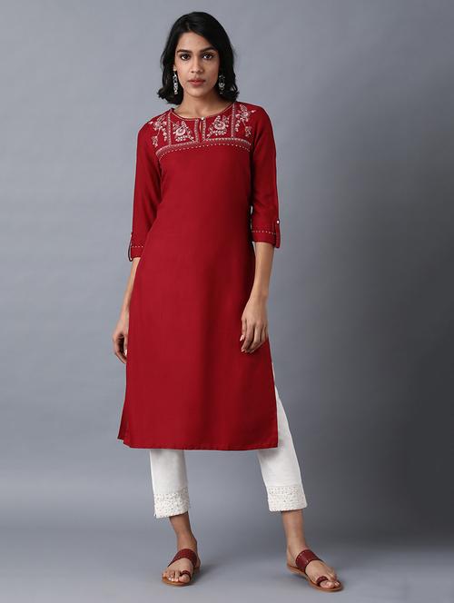women's straight kurta - 17627217 - Very Small Image - 1