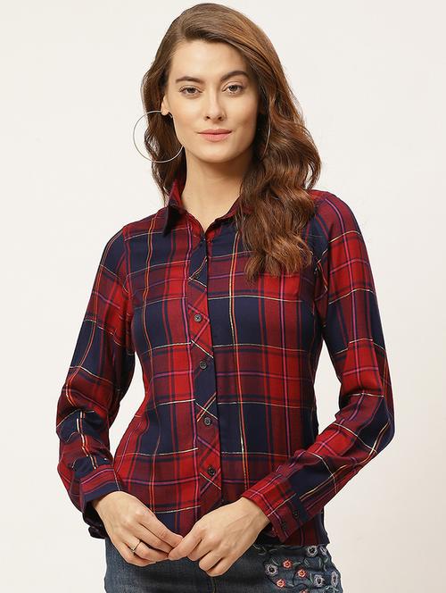 curved hem checkered shirt - 17627550 - Very Small Image - 1