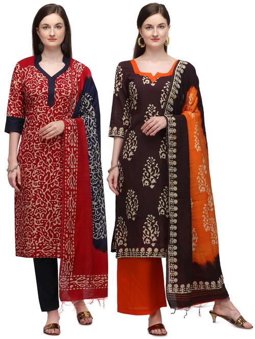 multi colored cotton unstitched suit - 17628249 - Very Small Image - 1