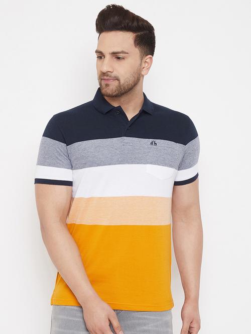 navy blue color block  polo t-shirt  - 17628429 - Very Small Image - 1