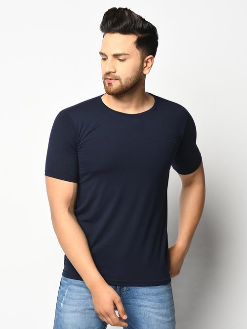 navy blue solid t-shirt - 17628456 - Very Small Image - 1