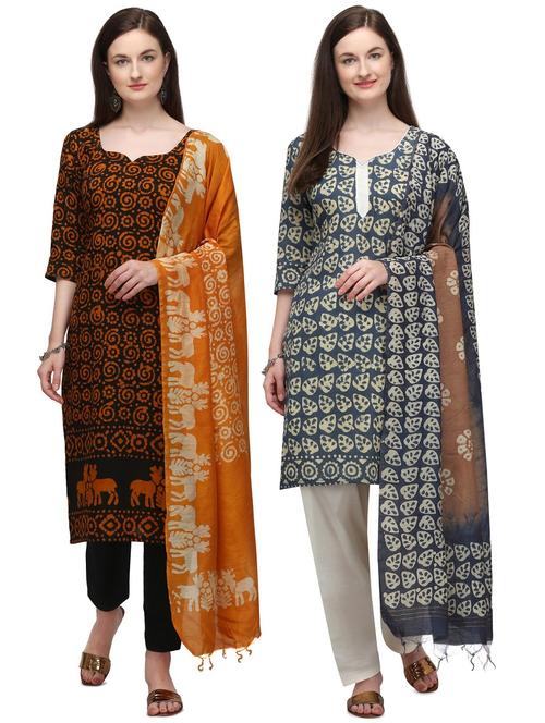 multi colored cotton unstitched suit - 17628468 - Very Small Image - 1