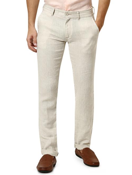 cream solid linen chinos  - 17628534 - Very Small Image - 1