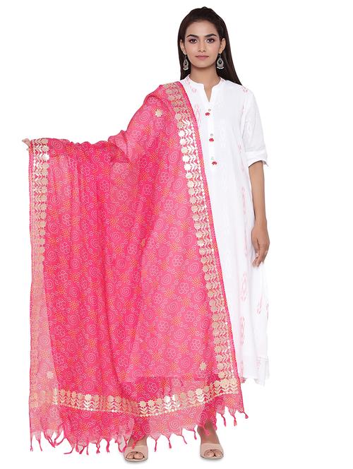 pink cotton dupatta - 17629169 - Very Small Image - 1