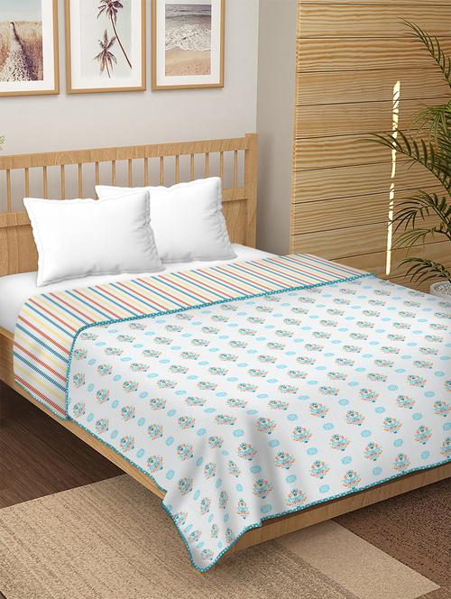 finland double dohar/ac blanket reversible cotton | size: 228x254 cm blue colour - 17629460 - Very Small Image - 1