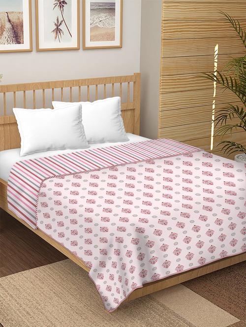 finland double dohar/ac blanket reversible cotton | size: 228x254 cm pink colour - 17629461 - Very Small Image - 1