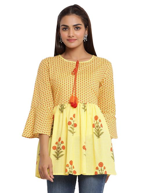 tie up neck printed tunic  - 17629754 - Very Small Image - 1