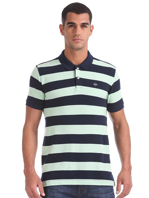 navy blue striped polo t-shirt - 17630622 - Very Small Image - 1