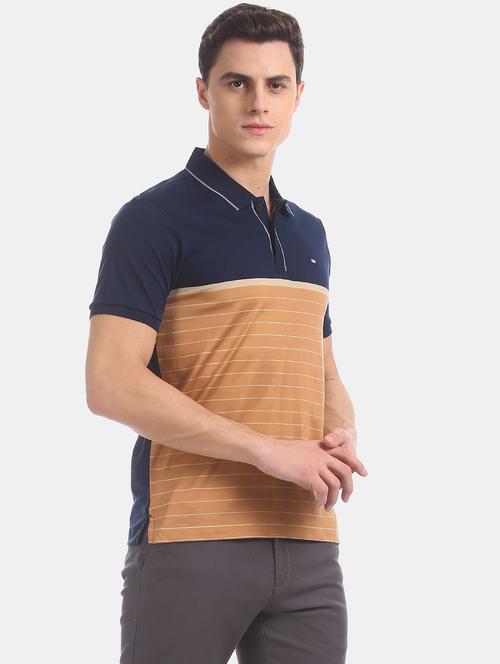 navy blue striped polo t-shirt - 17630764 - Very Small Image - 1