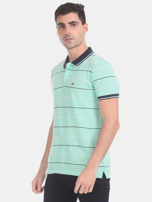 sea green striped polo t-shirt - 17630781 - Very Small Image - 1