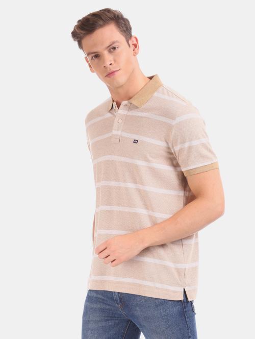 beige striped polo t-shirt - 17630802 - Very Small Image - 1
