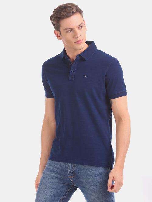 navy blue solid polo t-shirt - 17630806 - Very Small Image - 1
