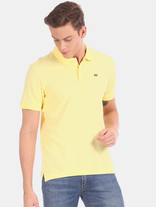 yellow solid polo t-shirt - 17630823 - Very Small Image - 1