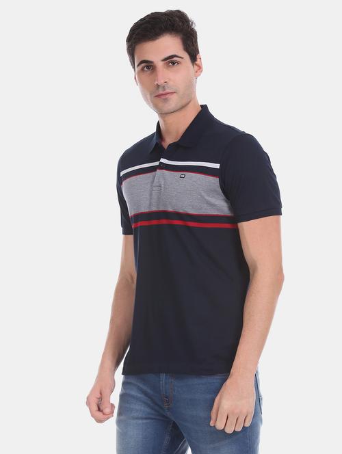 navy blue striped polo t-shirt - 17630824 - Very Small Image - 1