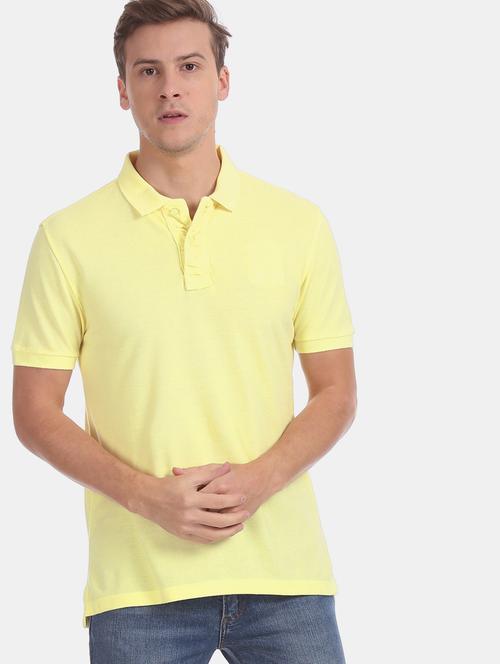 yellow solid polo t-shirt  - 17630960 - Very Small Image - 1
