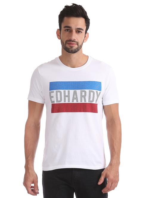 white chest print t-shirt - 17631140 - Very Small Image - 1