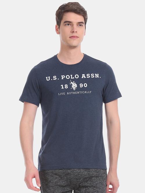 navy blue printed t-shirt - 17631309 - Very Small Image - 1