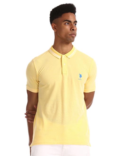yellow solid polo t-shirt - 17631921 - Very Small Image - 1