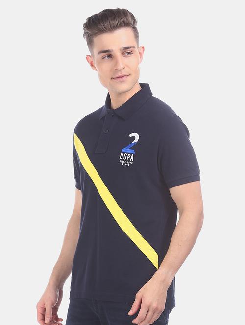 navy blue printed polo t-shirt  - 17632071 - Very Small Image - 1