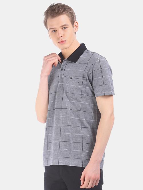 grey checkered polo t-shirt  - 17632198 - Very Small Image - 1