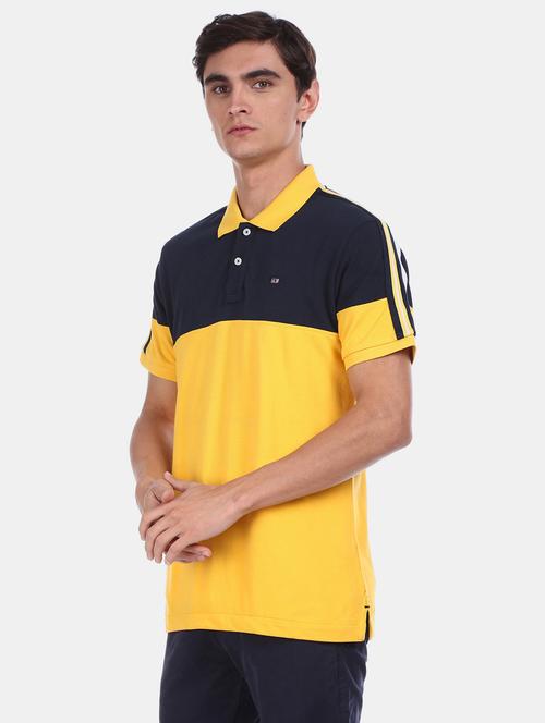 yellow color block polo t-shirt  - 17632391 - Very Small Image - 1