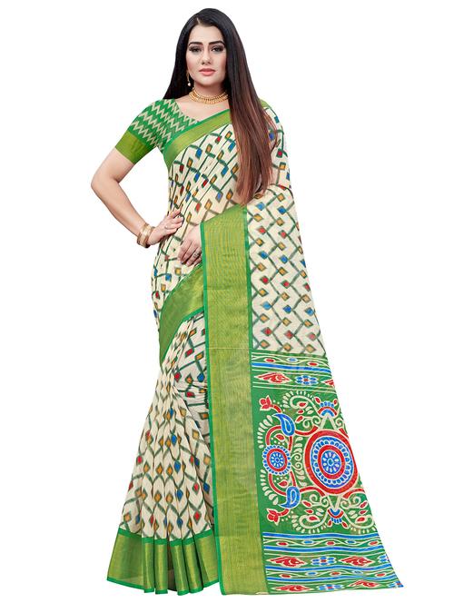 ikat printed saree with blouse - 17632556 - Very Small Image - 1