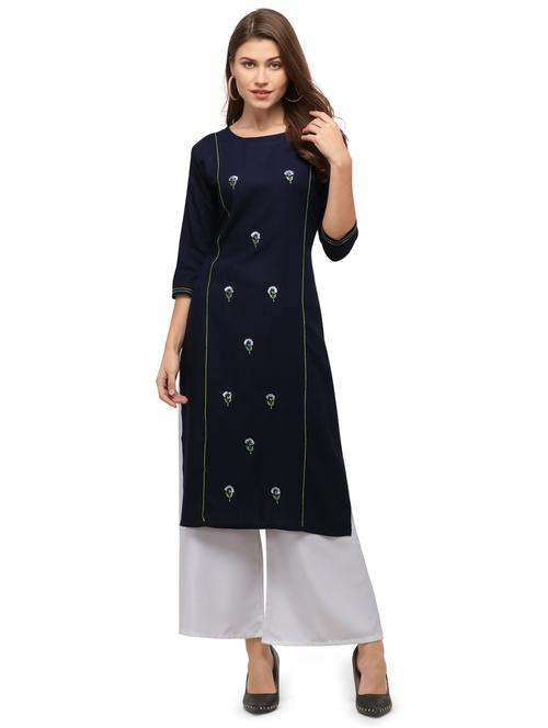 embroidered straight kurta - 17632657 - Very Small Image - 1