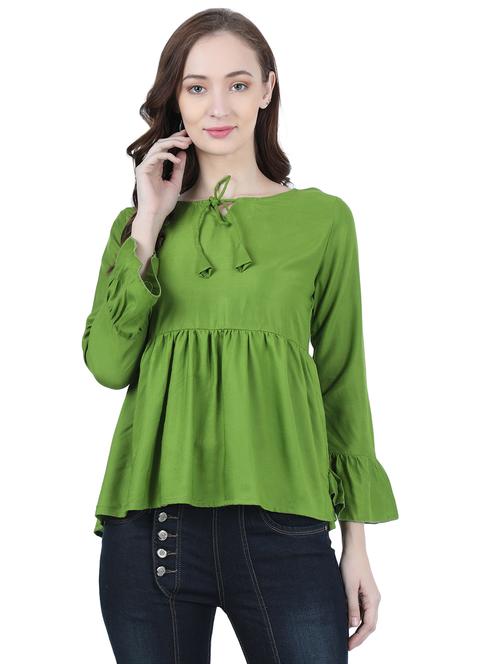 tie up neck solid a-line top  - 17632798 - Very Small Image - 1