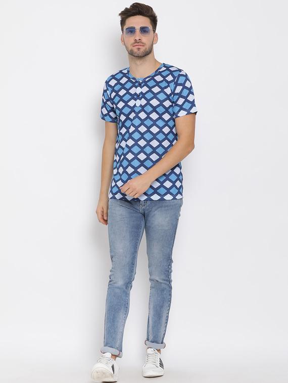 blue geometric print t-shirt - 17633286 - Standard Image - 3