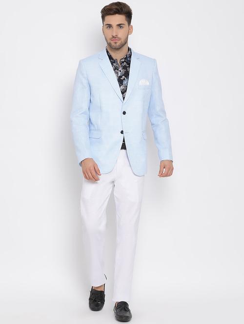 blue solid 3 piece suit - 17633378 - Very Small Image - 1