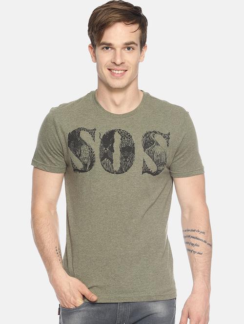 olive green printed t-shirt - 17633646 - Very Small Image - 1
