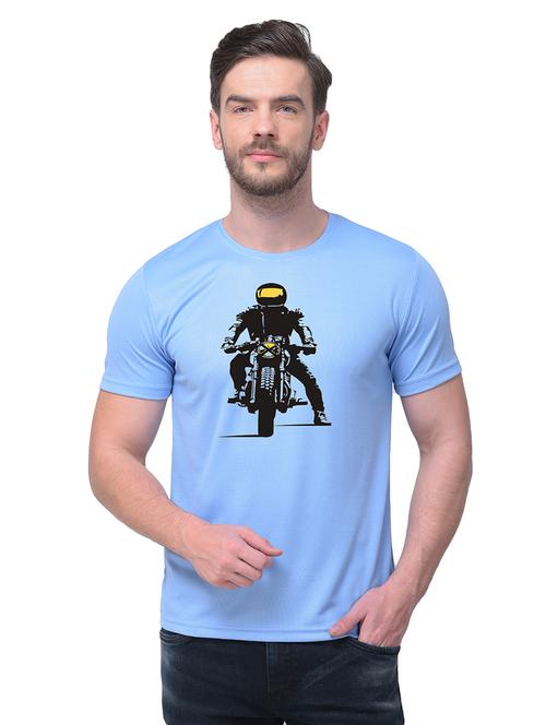 light blue chest print t-shirt  - 17635522 - Very Small Image - 1