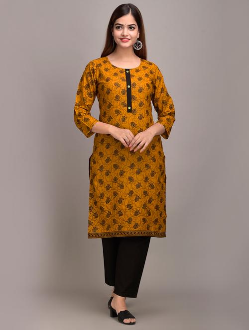 yellow cotton kurta pant  set - 17635666 - Very Small Image - 1