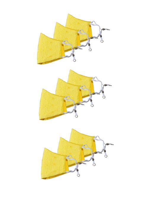 yellow cotton printed women mask (pack of 9) - 17635902 - Very Small Image - 1