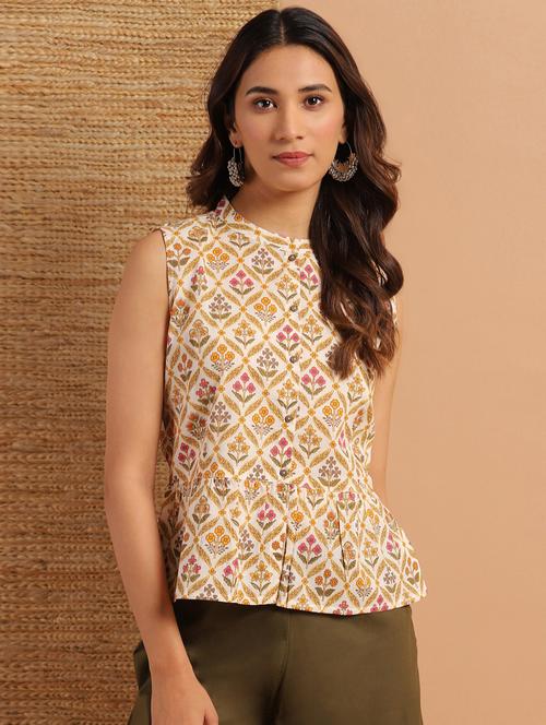 women's straight mandarin neck top - 17637781 - Very Small Image - 1