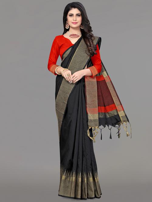 solid bordered bhagalpuri saree with blouse - 17639988 - Very Small Image - 1