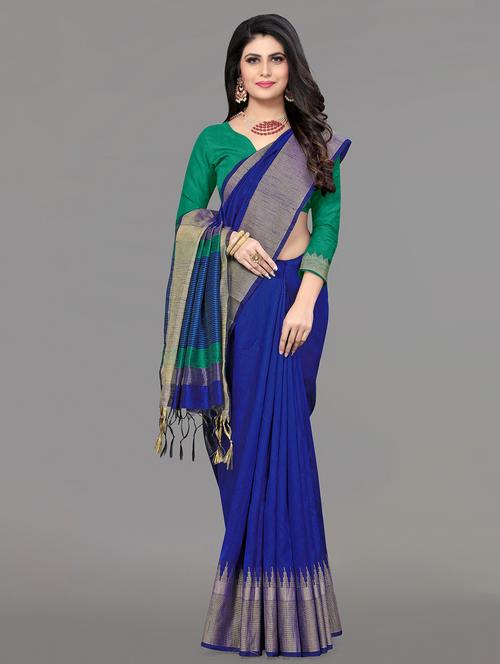 solid bordered bhagalpuri saree with blouse - 17639989 - Very Small Image - 1