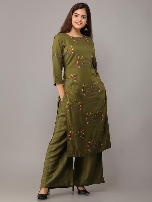 printed kurta palazzo set - 17640052 - Very Small Image - 1